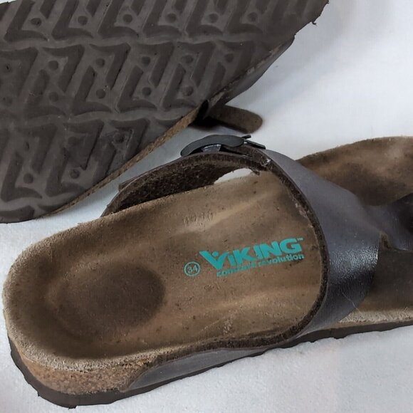 Viking Laguna Toe Post Sandals V712Y Brown Flip Flops Thong Open Toe 34 3.5 Girl - Picture 10 of 12